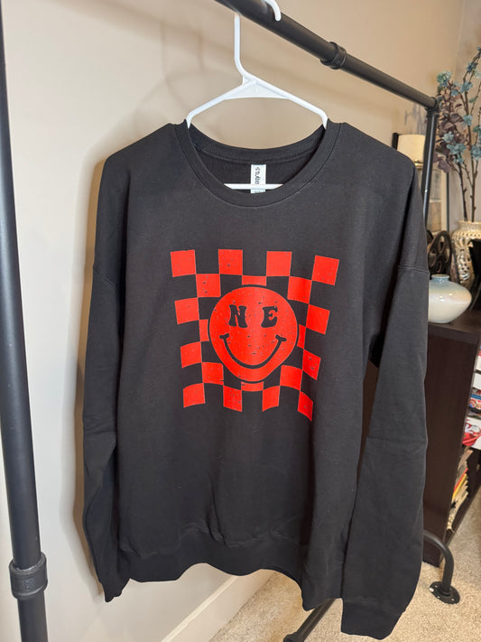 Large black sweatshirt NE checkered