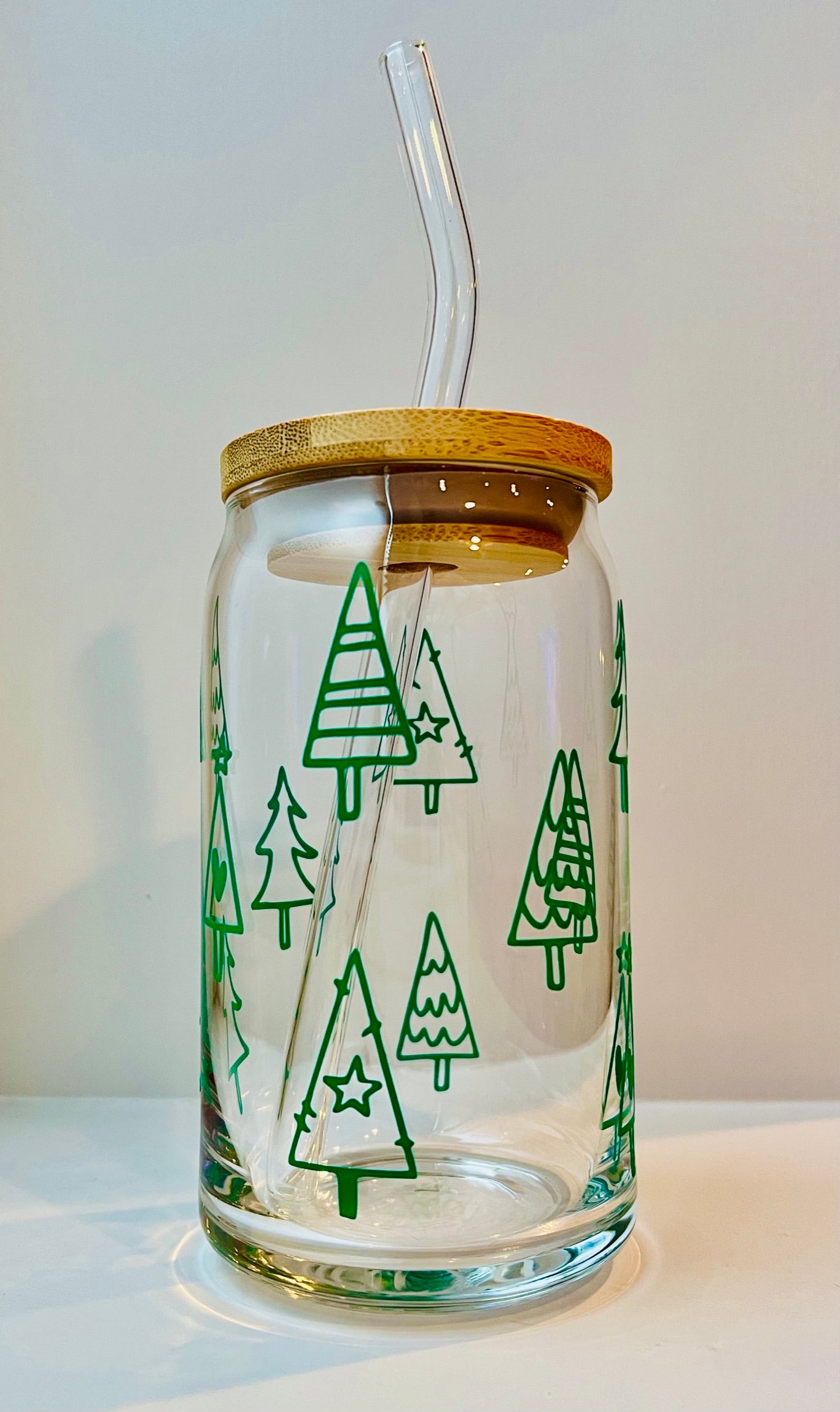 Small Tree 16oz Libbey Glass with Lid and Straw