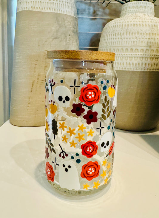 Fall Skeleton and Flowers