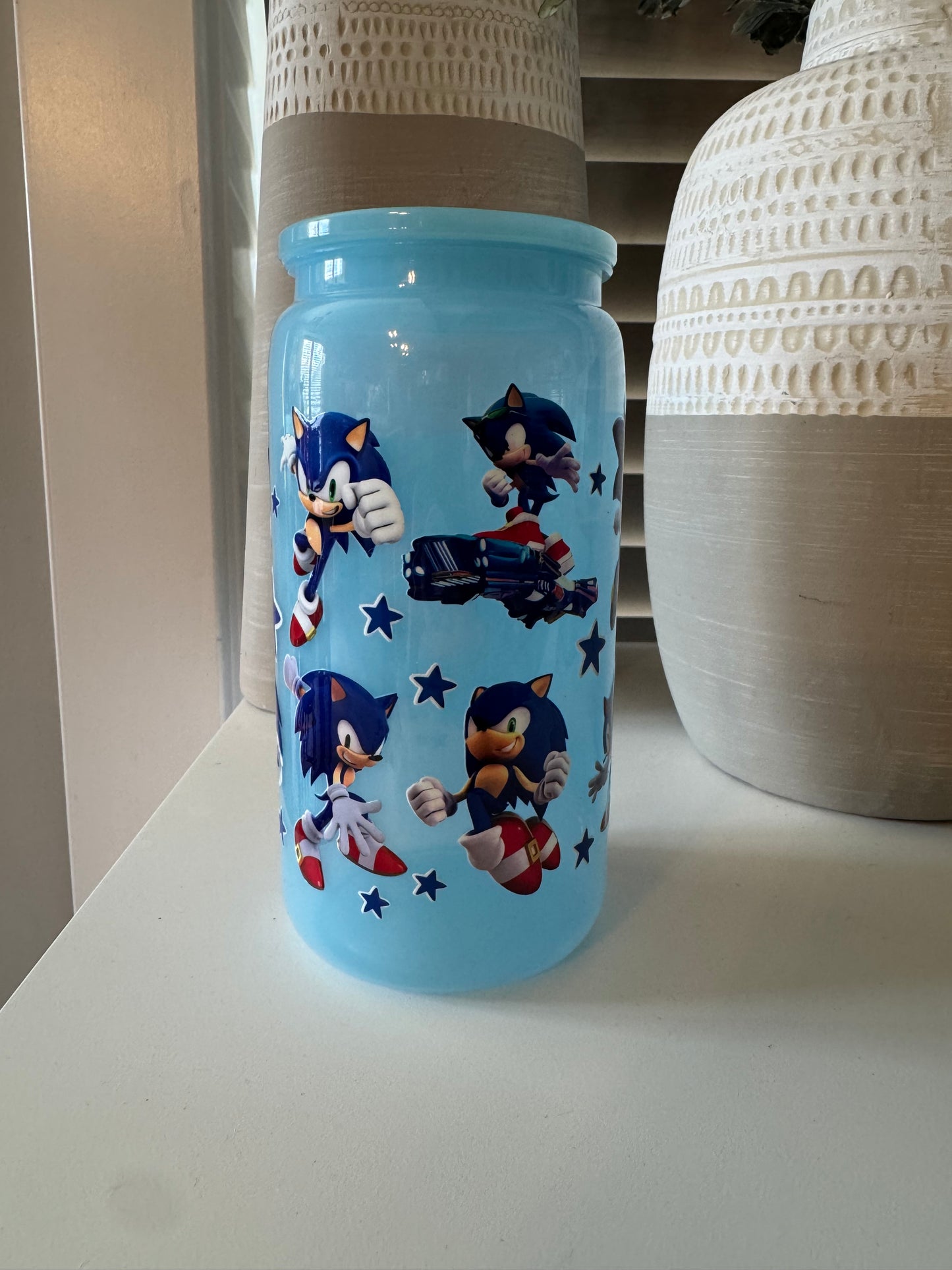 16oz Plastic Mason Jar with Lid and Straw