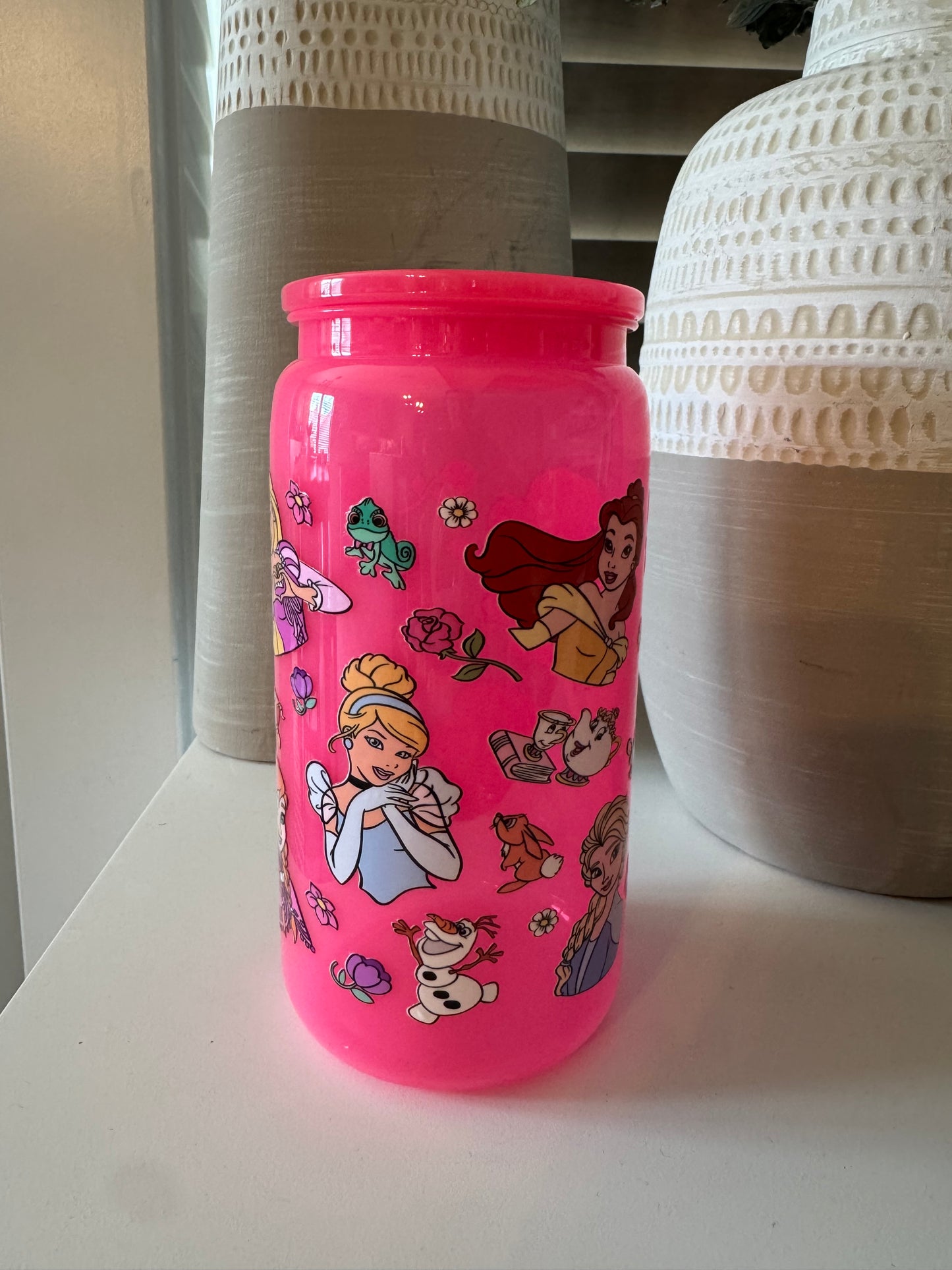 16oz Plastic Mason Jar with Lid and Straw