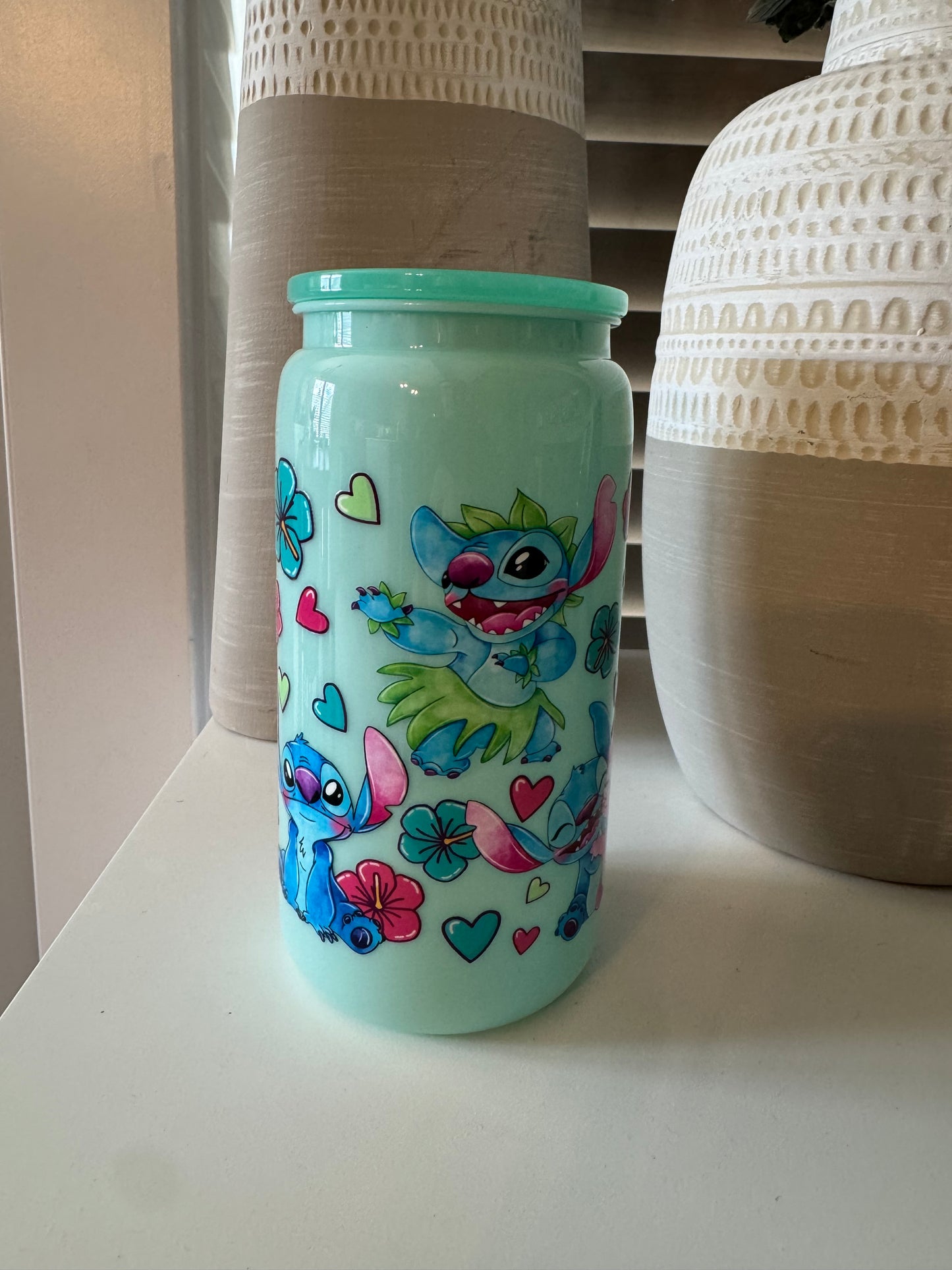 16oz Plastic Mason Jar with Lid and Straw