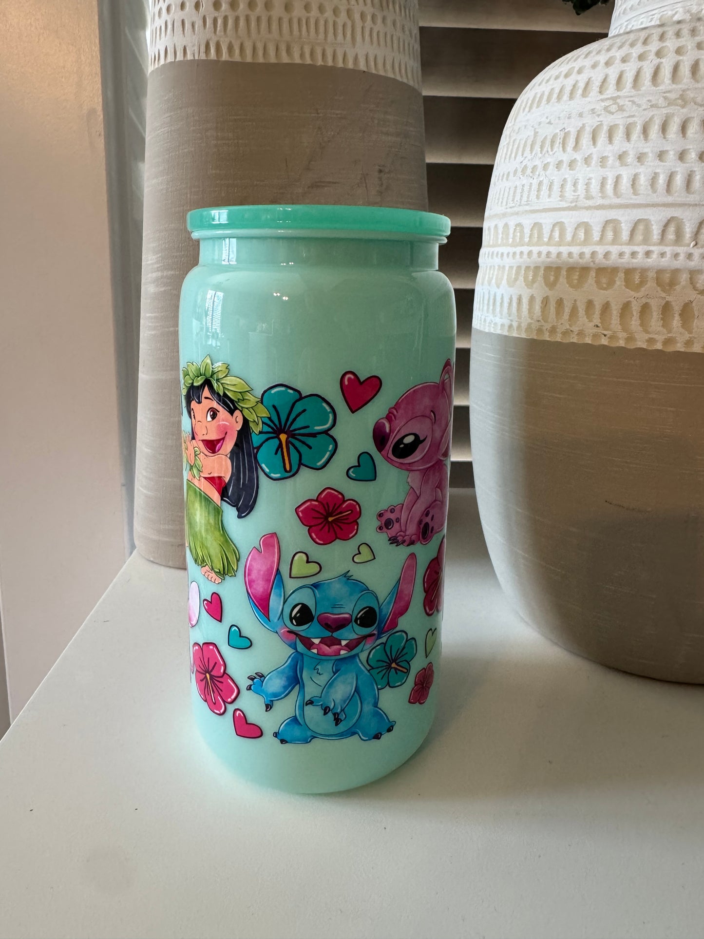 16oz Plastic Mason Jar with Lid and Straw