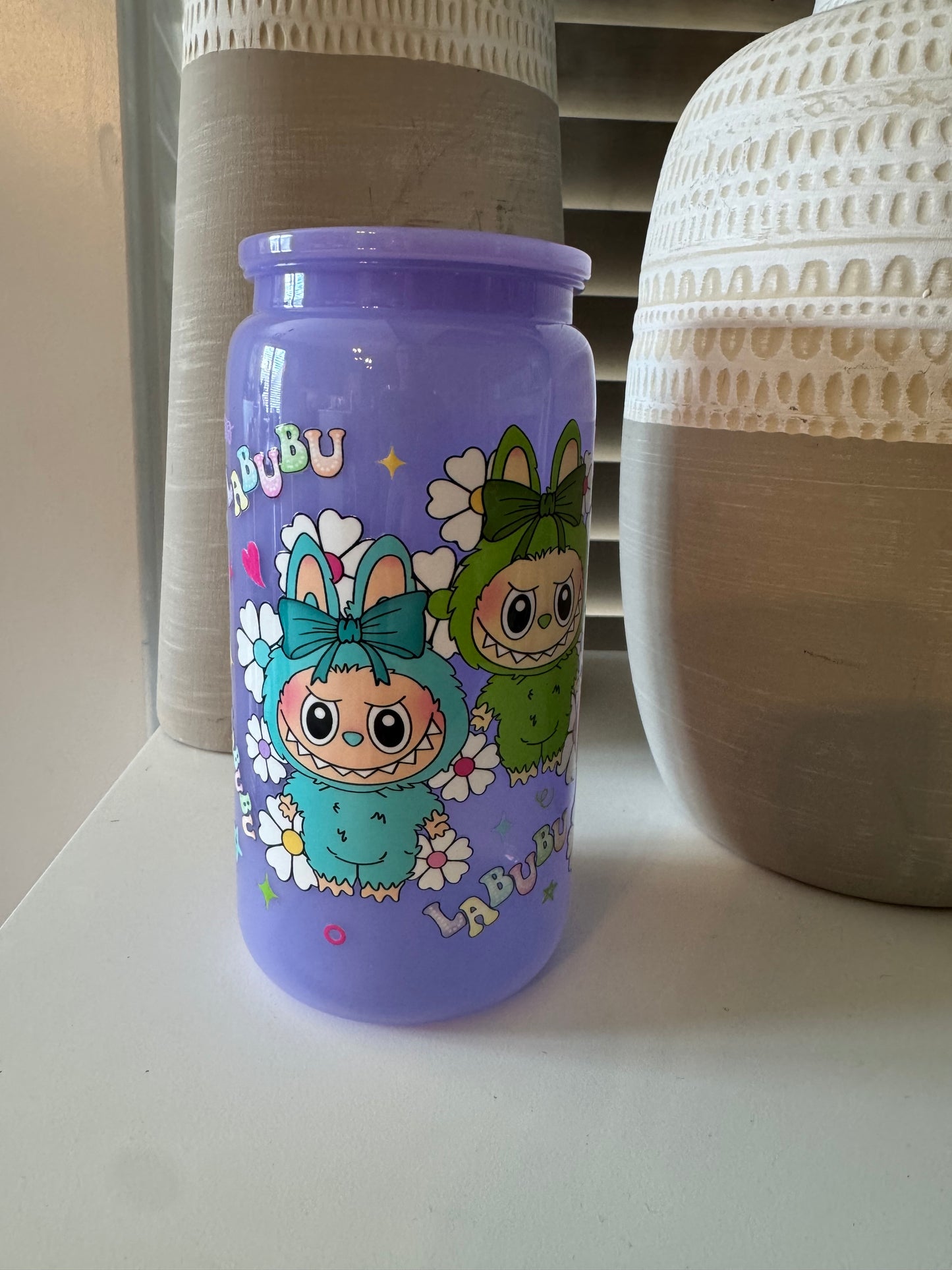 16oz Plastic Mason Jar with Lid and Straw