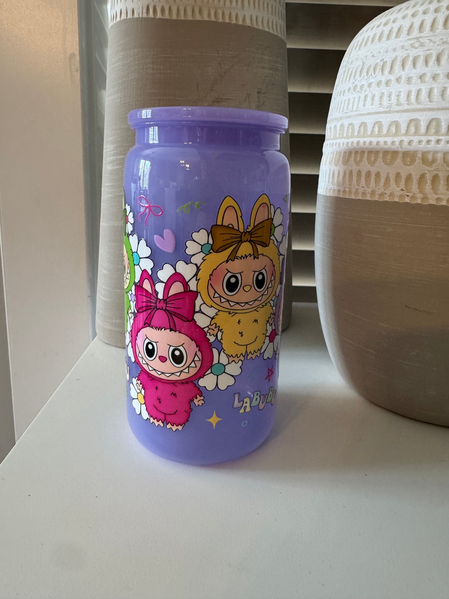16oz Plastic Mason Jar with Lid and Straw