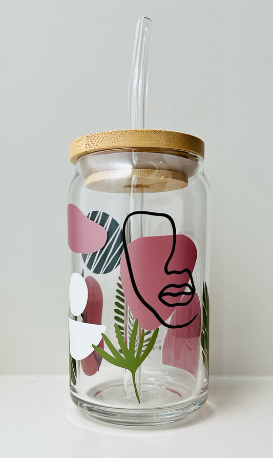 Boho Chic 16oz Libbey Glass with Lid and Straw