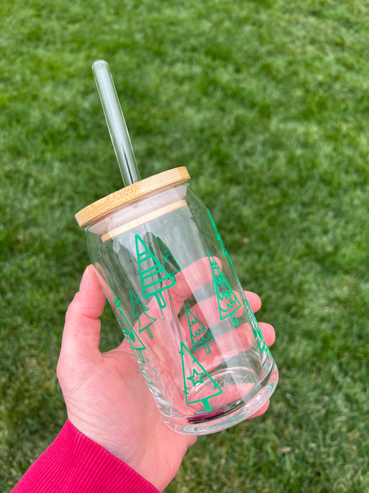 Small Tree 16oz Libbey Glass with Lid and Straw