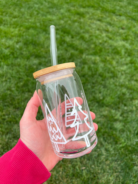 Big Tree 16oz Libbey Glass with Lid and Straw