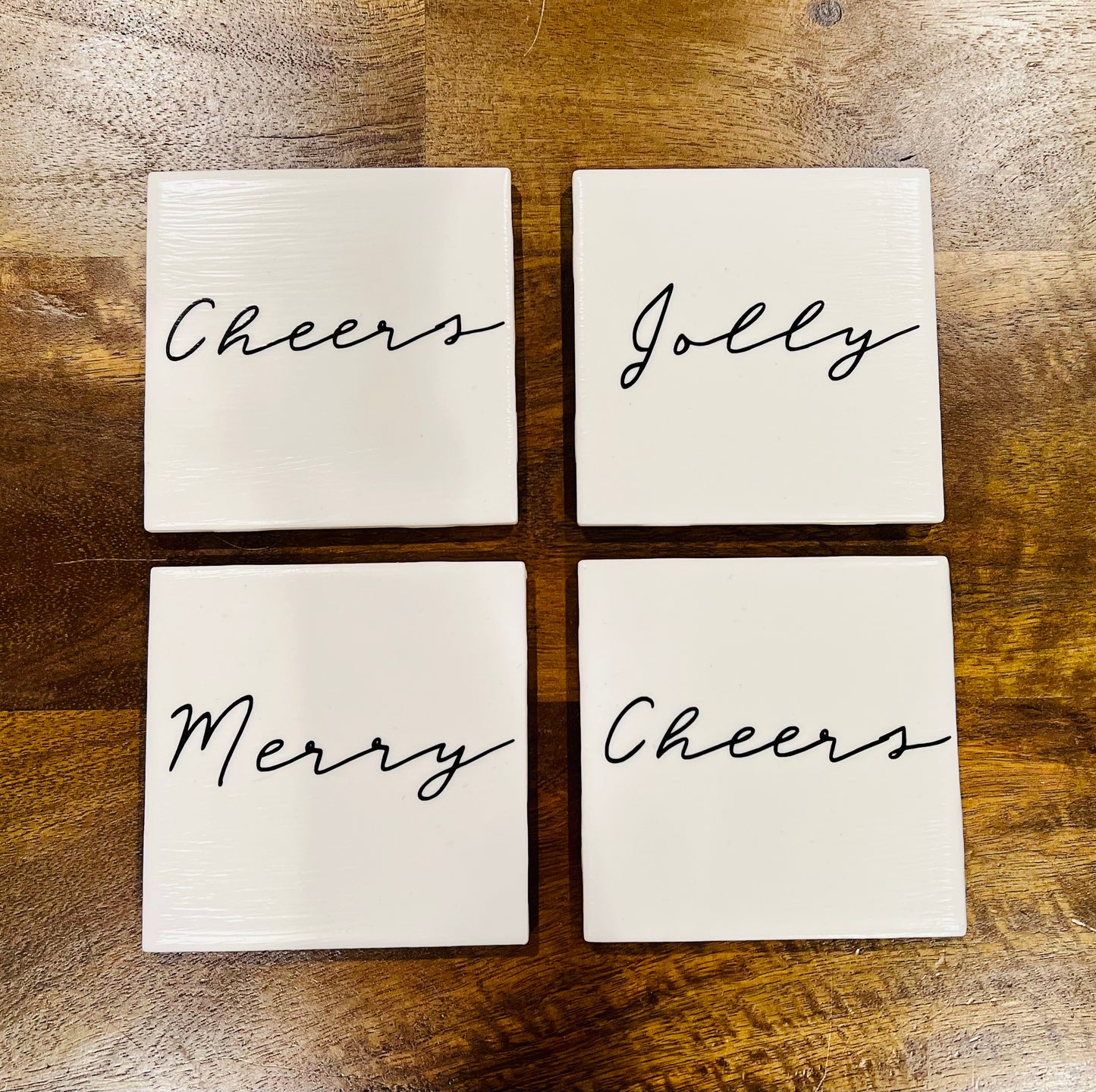 Elegant Christmas Coaster Set - Christmas Designs with Holder