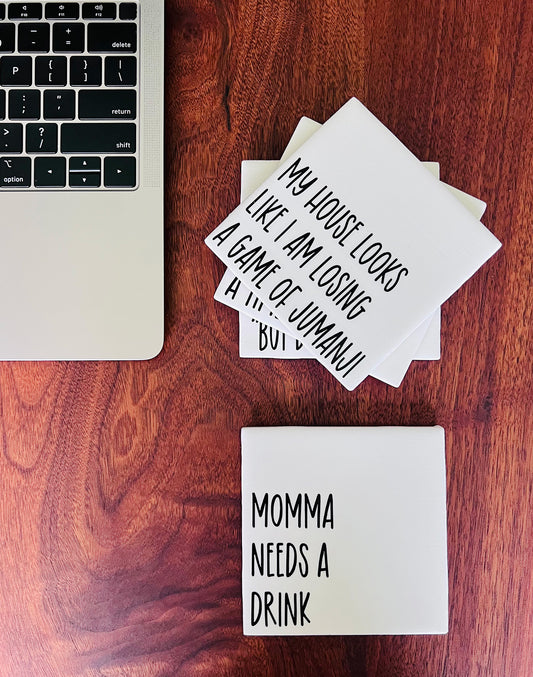 Mom Quotes Coaster Set - Losing My Mind with Holder