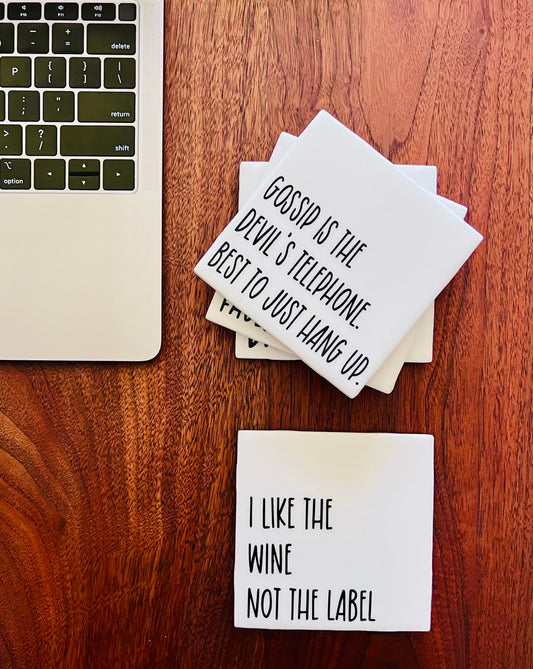 Schitt's Creek Quotes Coaster Set - Gossip with Holder