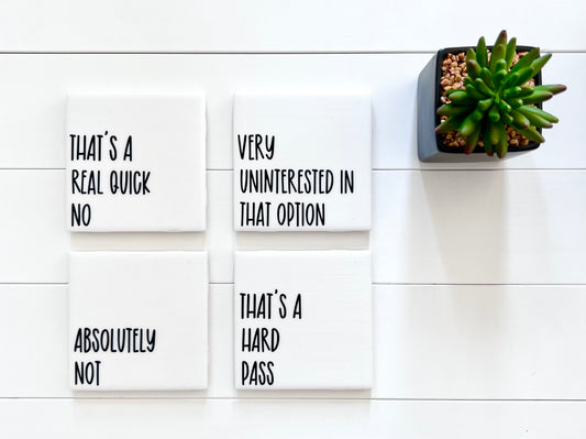 Schitt's Creek Quotes Coaster Set - David with Holder