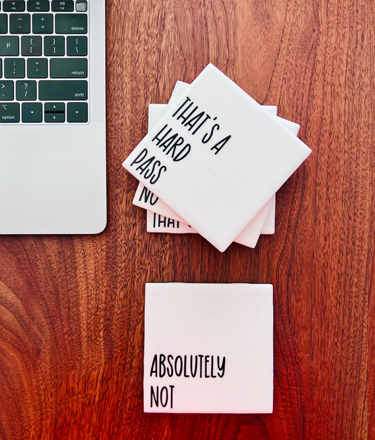 Schitt's Creek Quotes Coaster Set - David with Holder