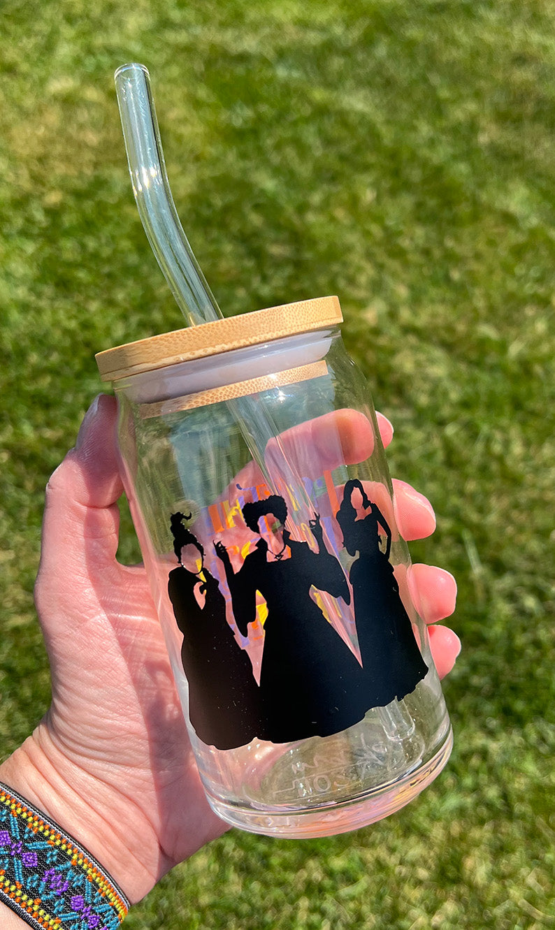 Hocus Pocus 16oz Libbey Glasses with Lid and Straw