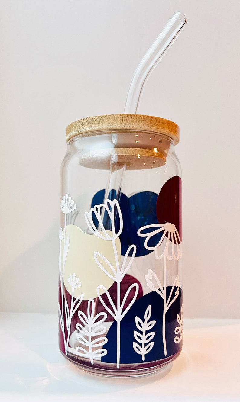 Howdy 16oz Glass Can with Bamboo Lid & Glass Straw – TayCravy Designs