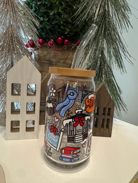 Gilmore Girls "I Smell Snow"- 16oz Libbey Glass with Lid and Straw