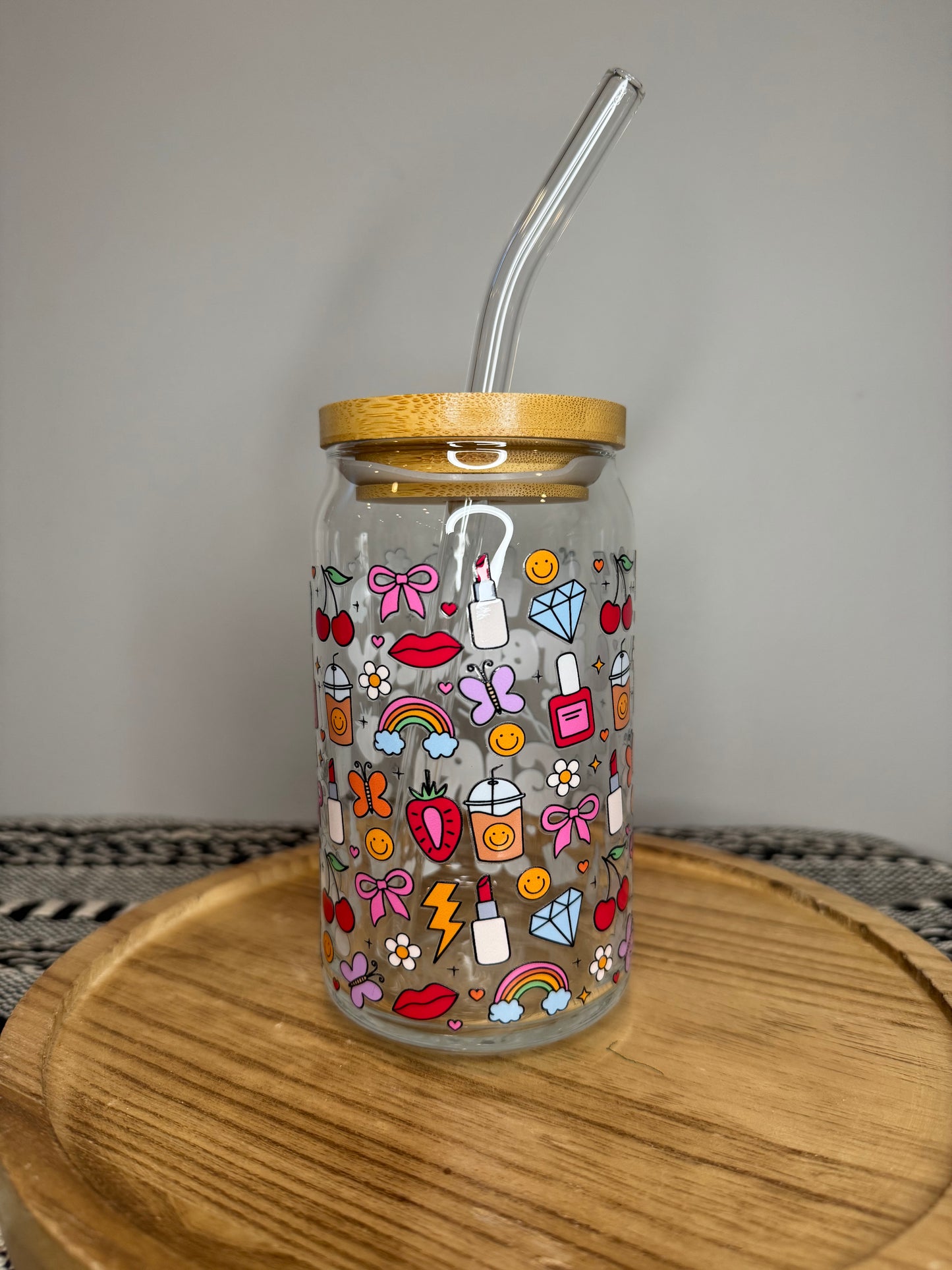 Literally Just a girl- 16oz Libbey Glass with Lid and Straw