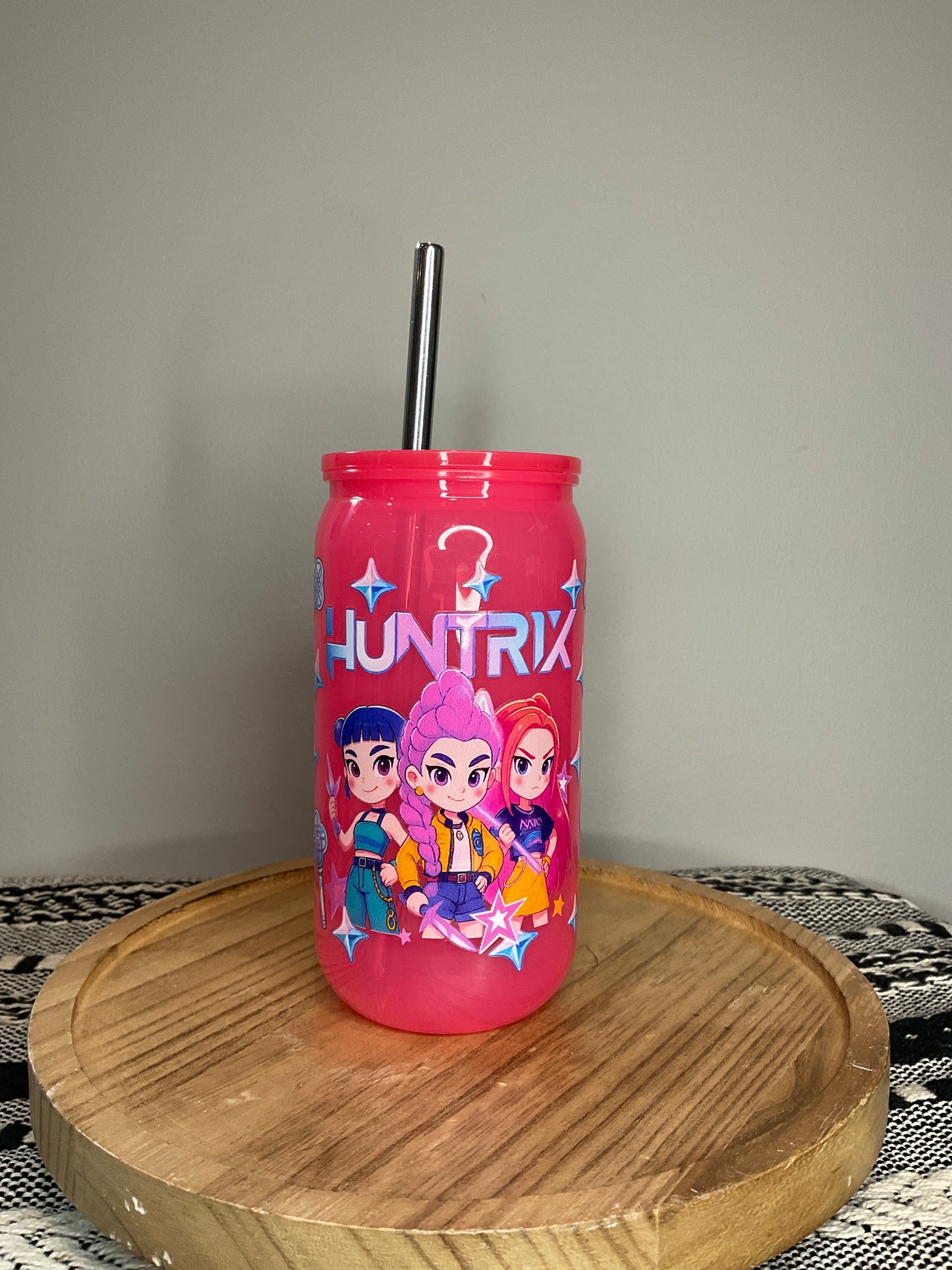 16oz Plastic Mason Jar with Lid and Straw