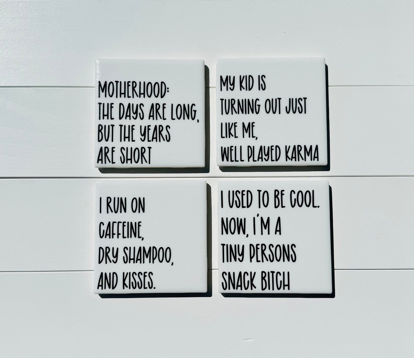 Mom Quotes Coaster Set - Motherhood with holder