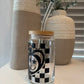Retro Checkered Smiley Face Libbey Glass