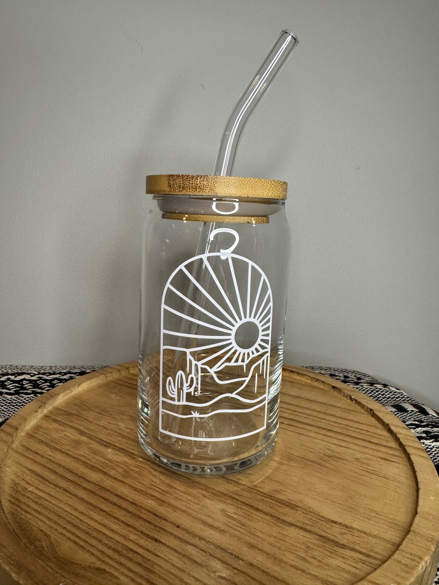 Cactus Landscape -Arizona 16oz Libbey Glass with Lid and Straw