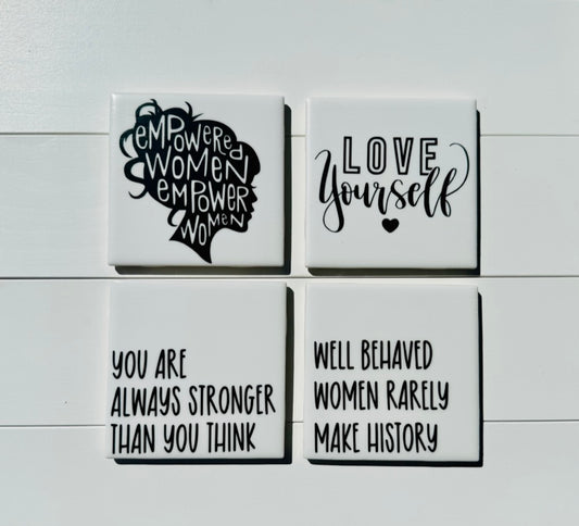 Love Yourself Coaster Set - Better Days Ahead with holder