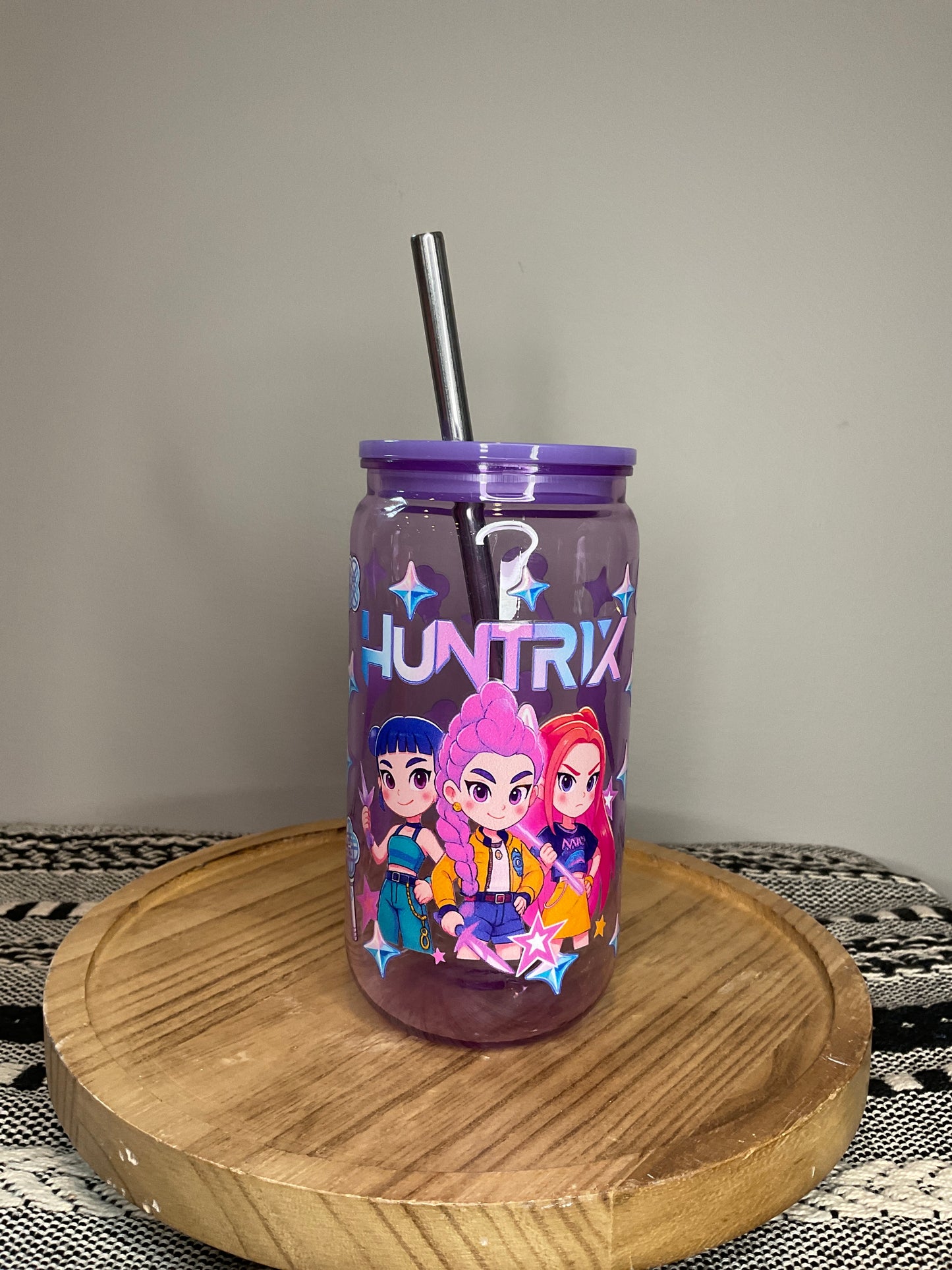 16oz Plastic Mason Jar with Lid and Straw