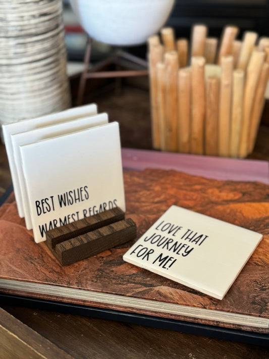 Schitt's Creek Quotes Coaster Set - Fold In The Cheese with Holder