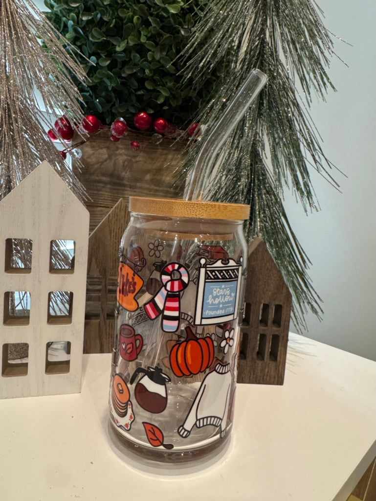 Gilmore Girls "Stars Hollow"- 16oz Libbey Glass with Lid and Straw