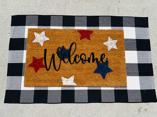 Stars Fourth of July - Black Welcome Door Mat