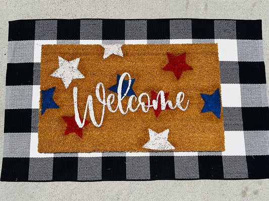 Stars Fourth of July - White Welcome Door Mat