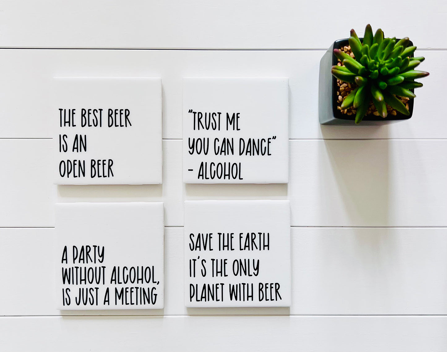 Drinking Quotes Coaster Set - The Best Beer with Holder
