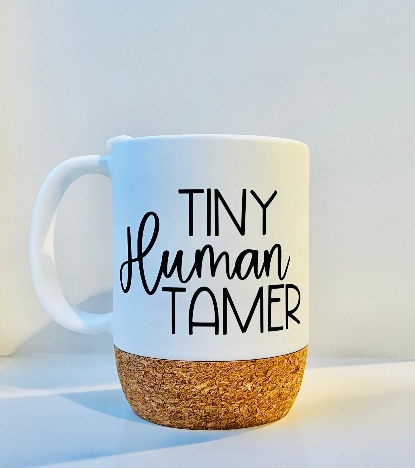 Ceramic Cork Coffee Mug- Tiny Human Tamer