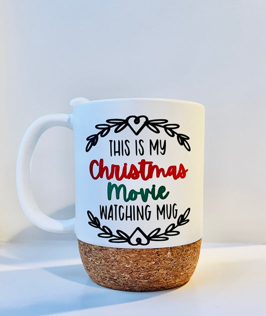 Ceramic Cork Coffee Mug- Christmas Movie