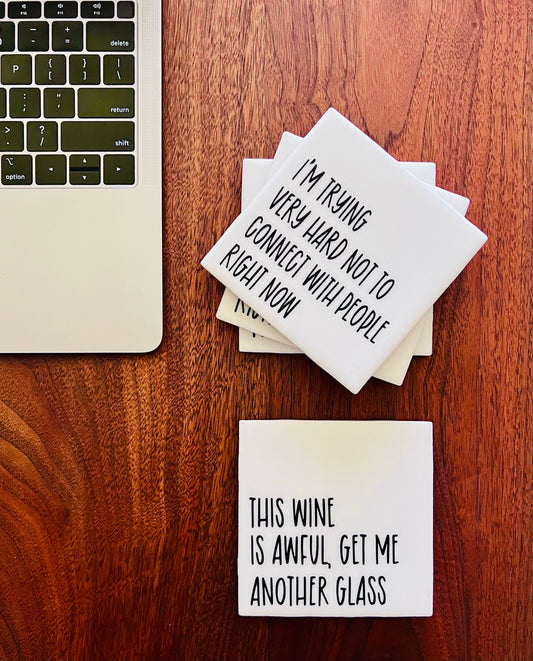 Schitt's Creek Quotes Coaster Set - Faking Sincerity with Holder