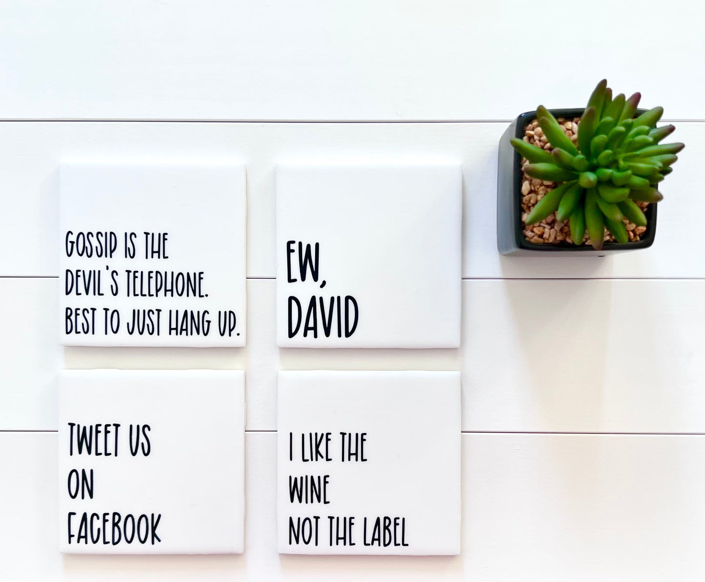 Schitt's Creek Quotes Coaster Set - Gossip with Holder