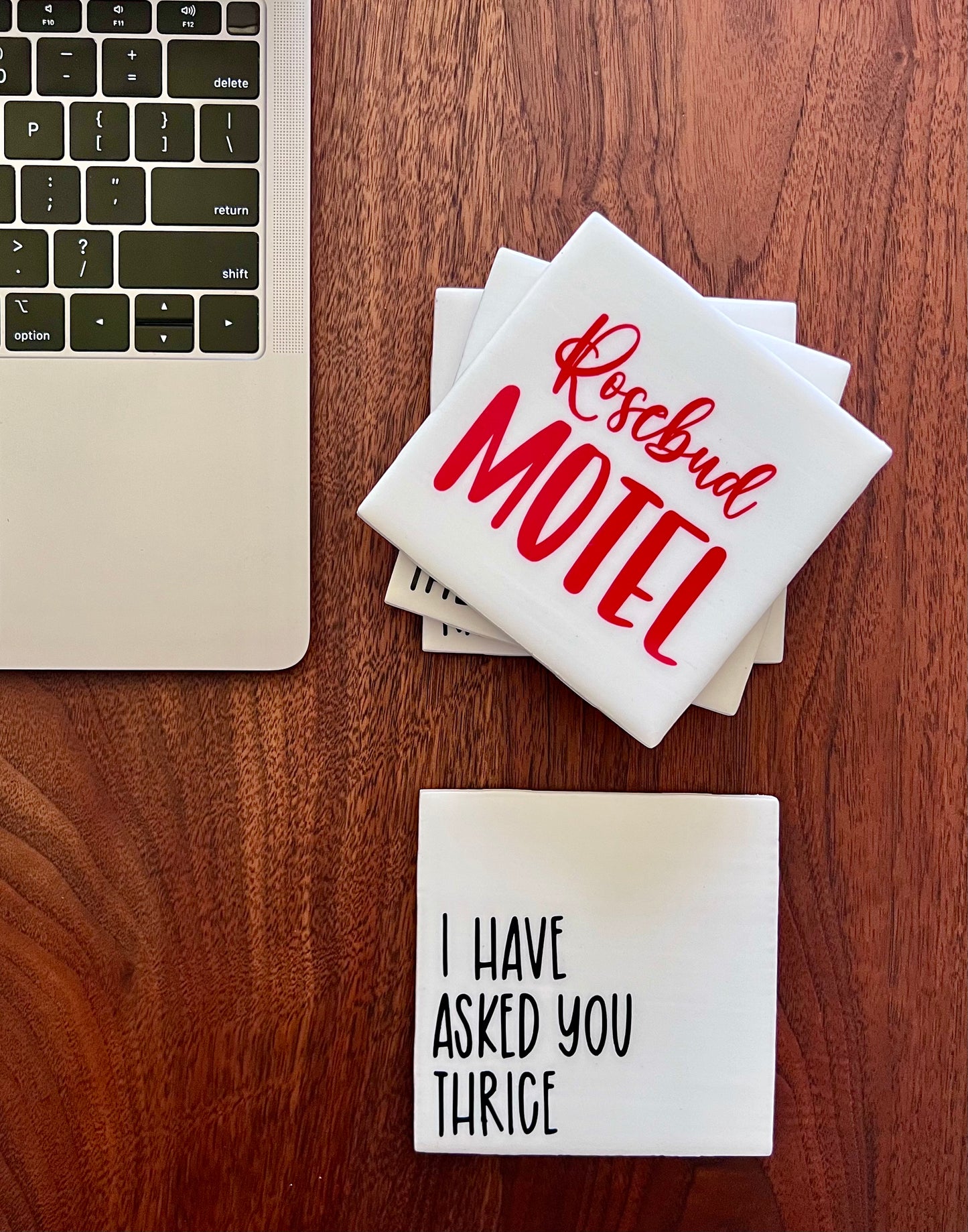 Schitt's Creek Quotes Coaster Set - Rosebud Motel with Holder