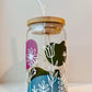 Wildflower- Colors 16oz Libbey Glass with Lid and Straw
