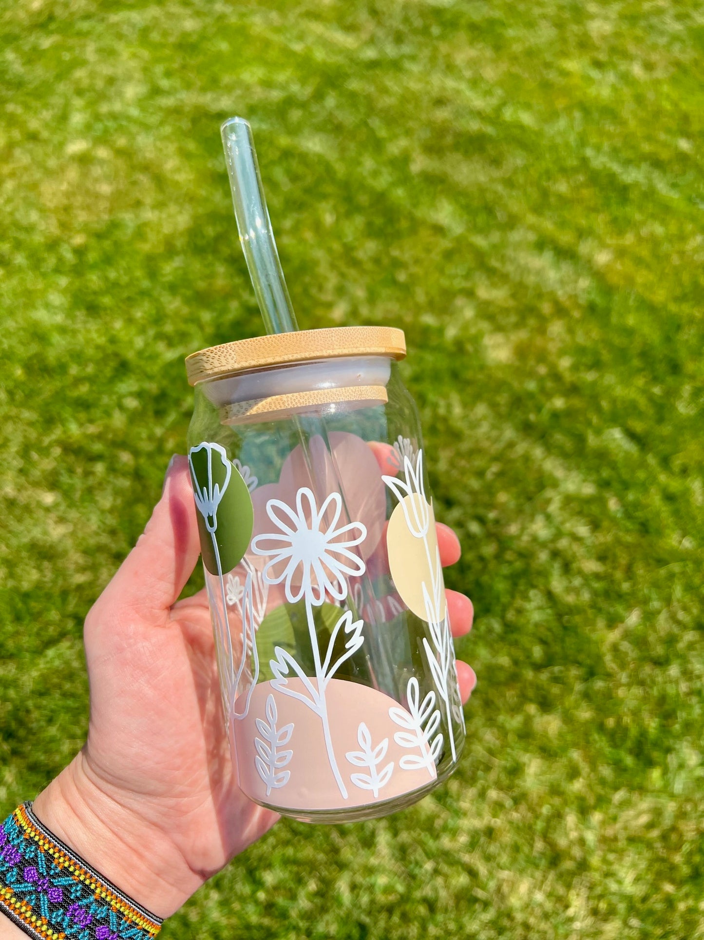 Wildflowers Glass Can Cup 16oz *Lid & Straw not included – VIVIAN