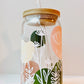 Wildflower- Colors 16oz Libbey Glass with Lid and Straw