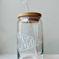Lincoln Pennant 16oz Libbey Glass with Lid and Straw