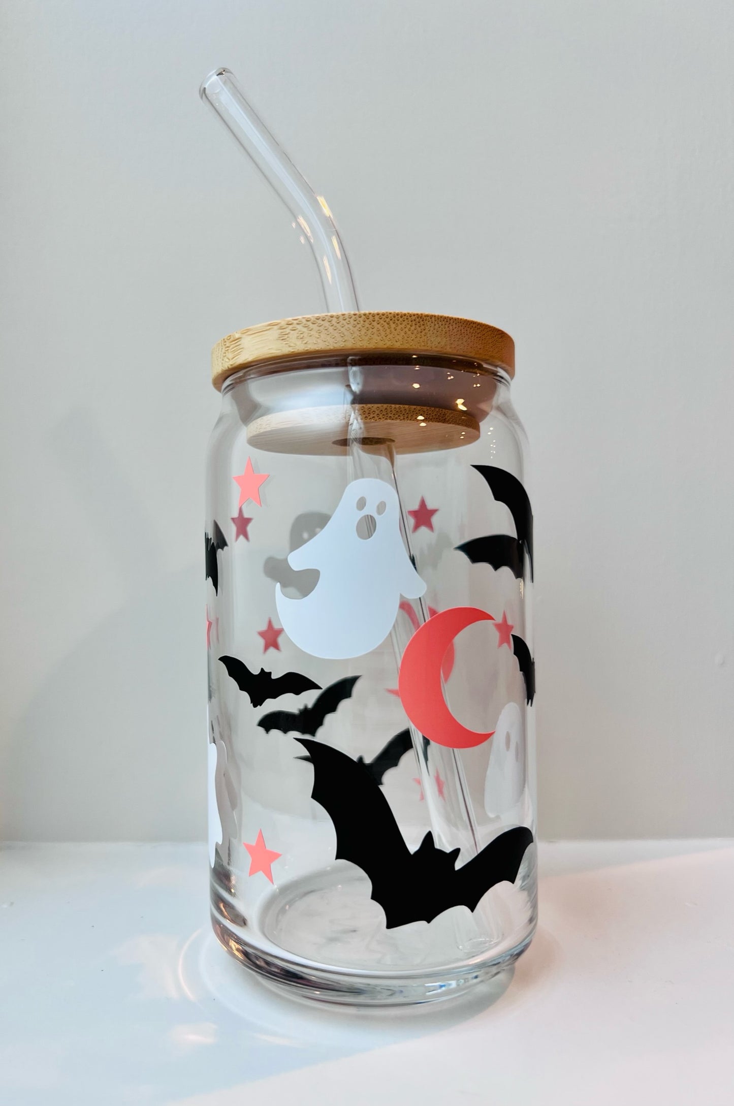 Spooky Night 16oz Libbey Glass with Lid and Straw