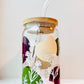 Wildflower- Colors 16oz Libbey Glass with Lid and Straw